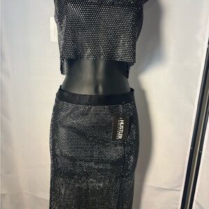 Hustler Hollywood Black and White Polka Dot Skirt Set